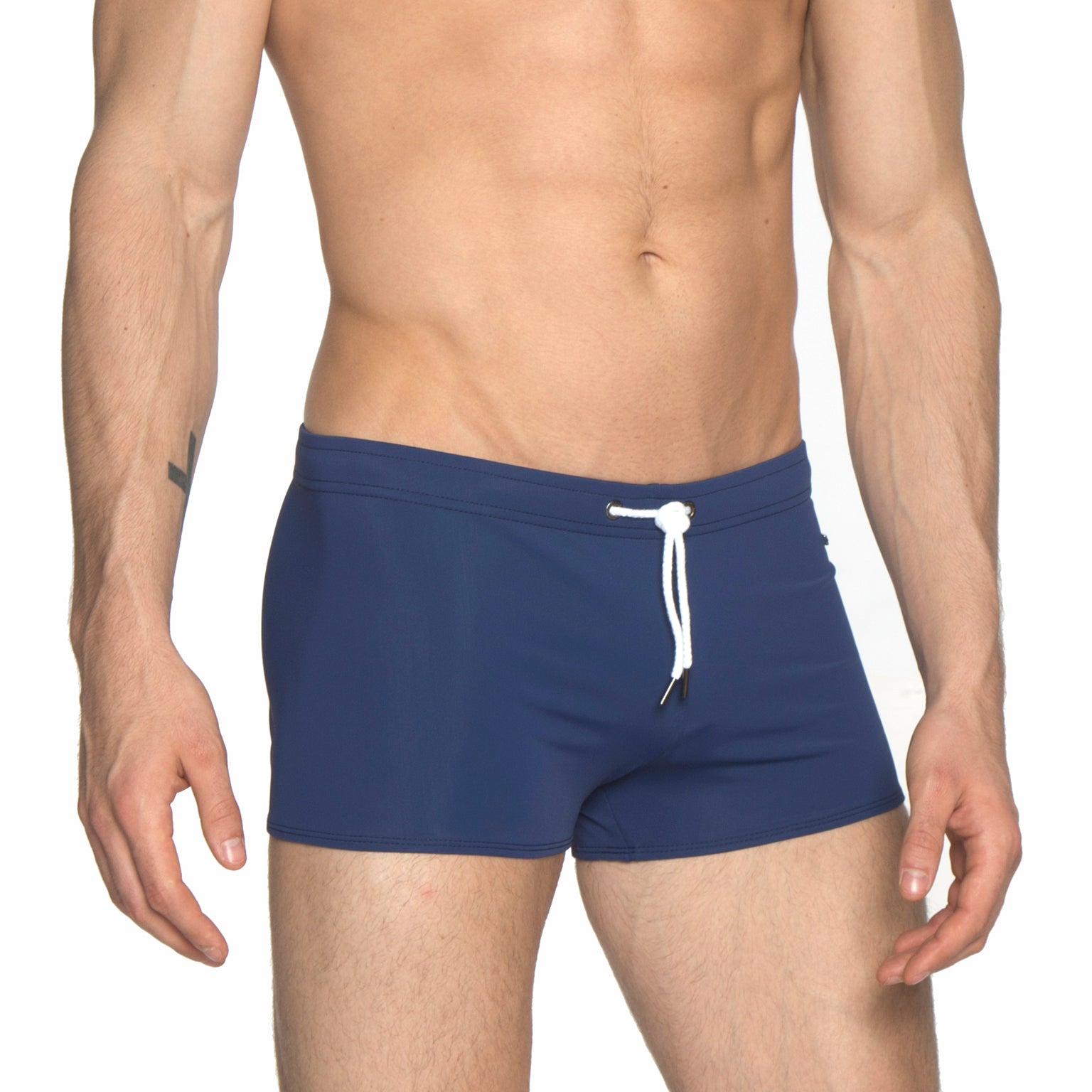 Navy Solid Ibiza Square Cut Brief