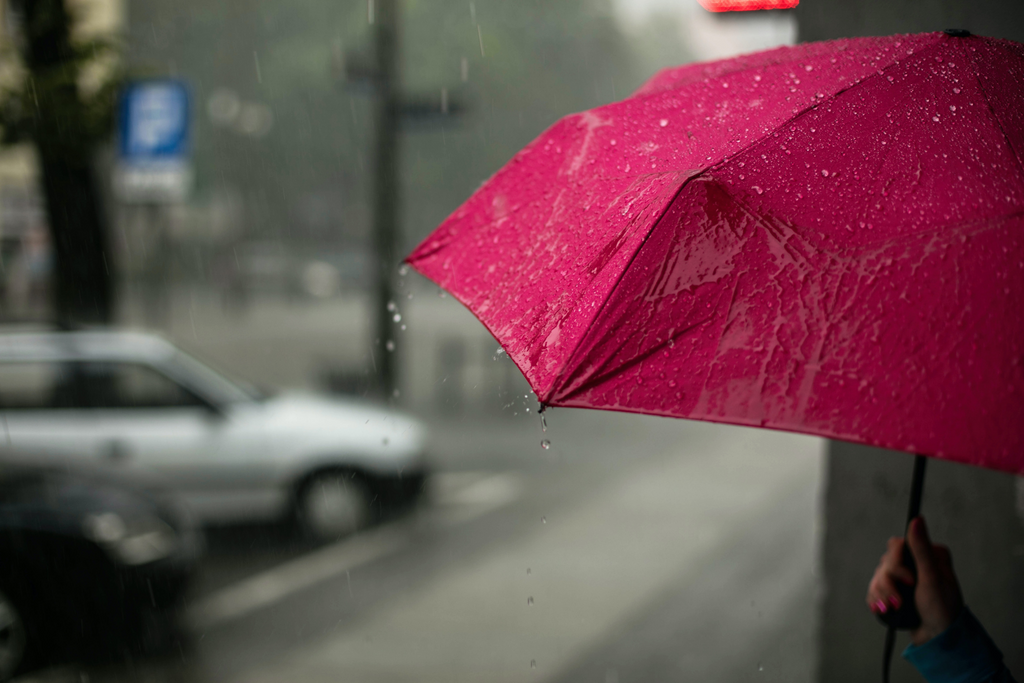 rain on umbrella