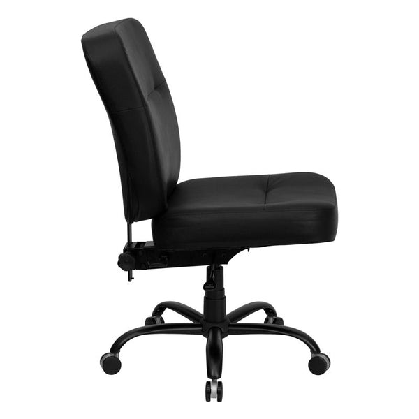 Flash Furniture HERCULES Series Big & Tall 400 lb. Rated Black Leather Executive Swivel Chair with Rectangular Back - WL-735SYG-BK-LEA-GG