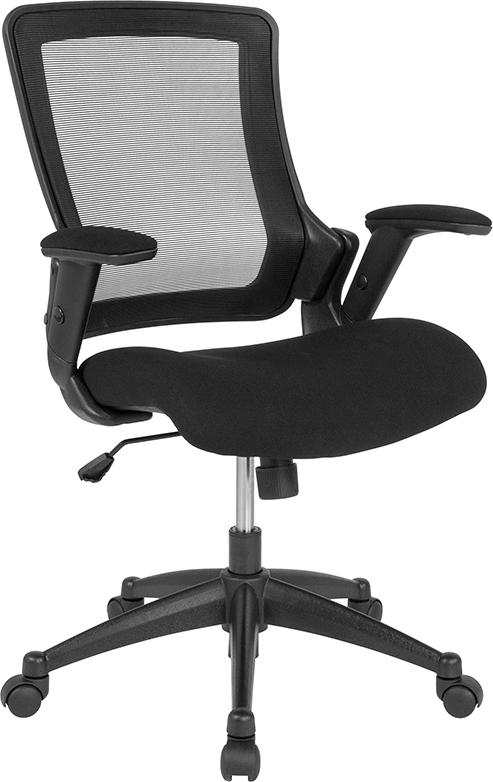 Flash Furniture Mid-Back Black Mesh Executive Swivel Chair with Molded Foam Seat and Adjustable Arms - BL-LB-8803-GG