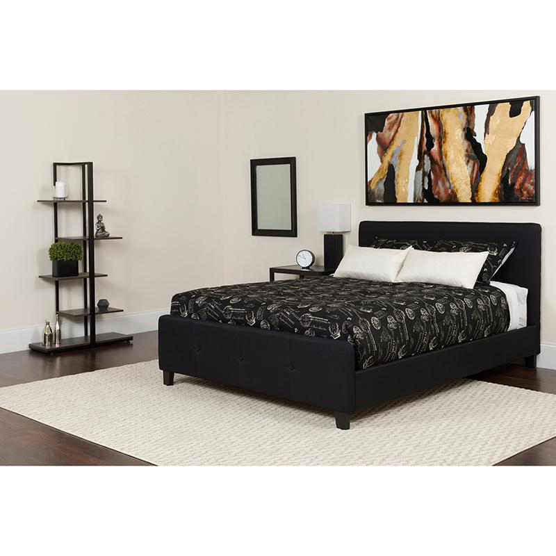 Flash Furniture Tribeca King Size Tufted Upholstered Platform Bed in Black Fabric - HG-24-GG