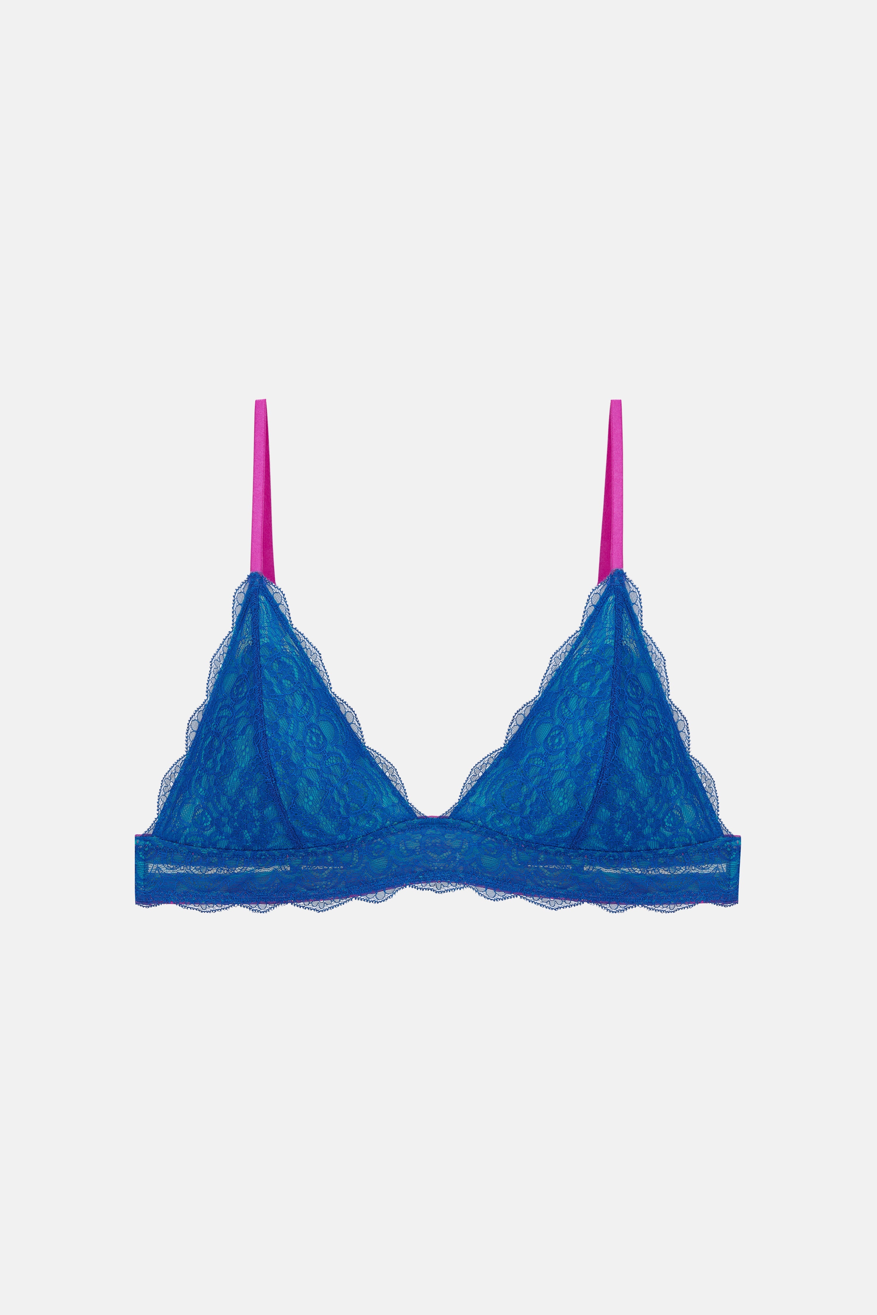 Dorothee Lace Triangle Bra | Blue