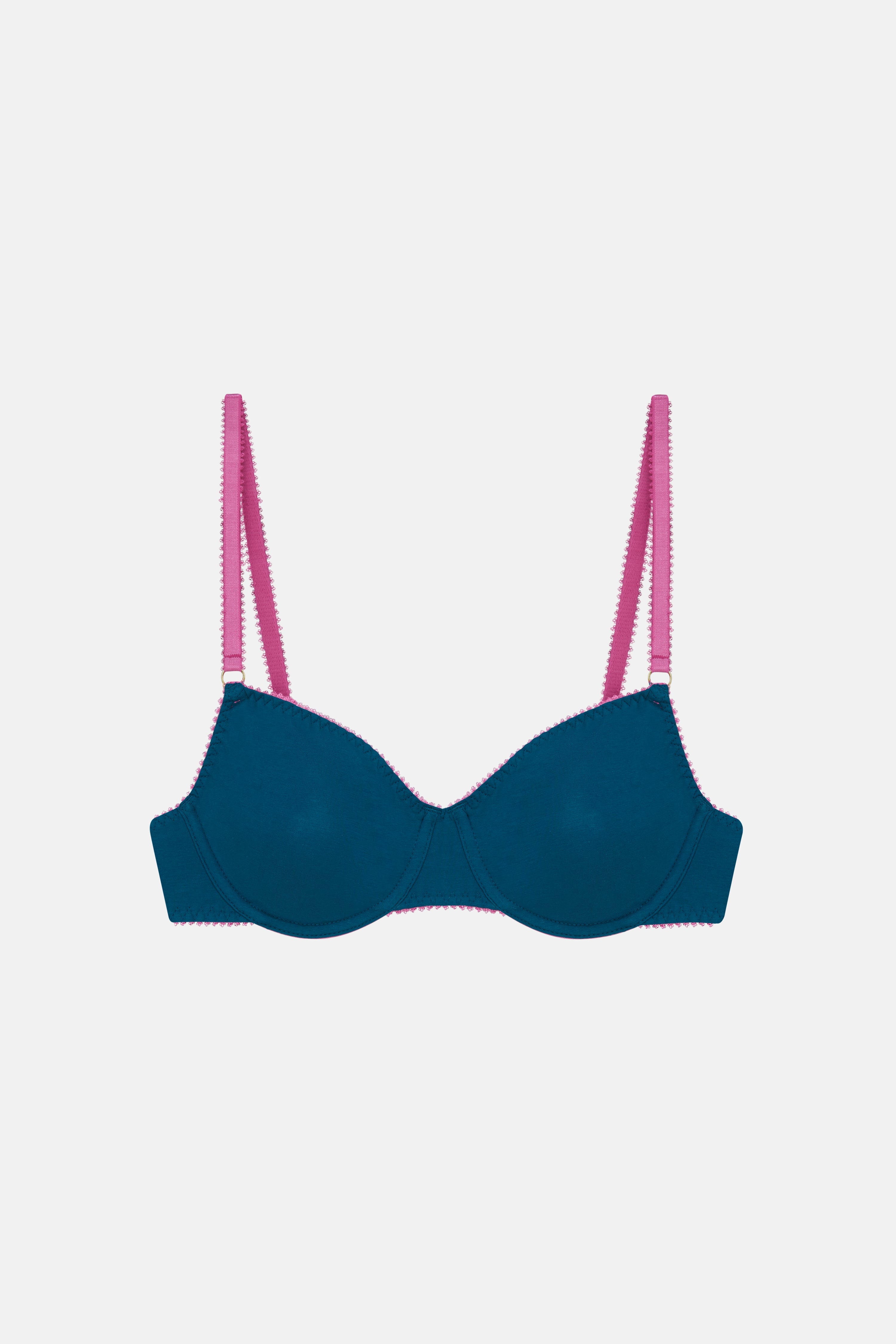 Ambra Organic Cotton Longline Padded Non-underwired Bra In Navy – Simply  Hosiery Online