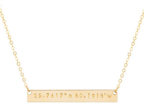 taudrey skinny slender gold coordinates plate hand stamped with coordinates mothers day gift