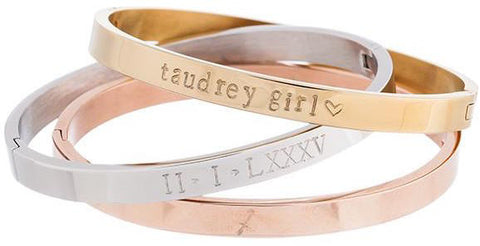 taudrey personalized bangles gold rose gold silver the fashionistas diary set