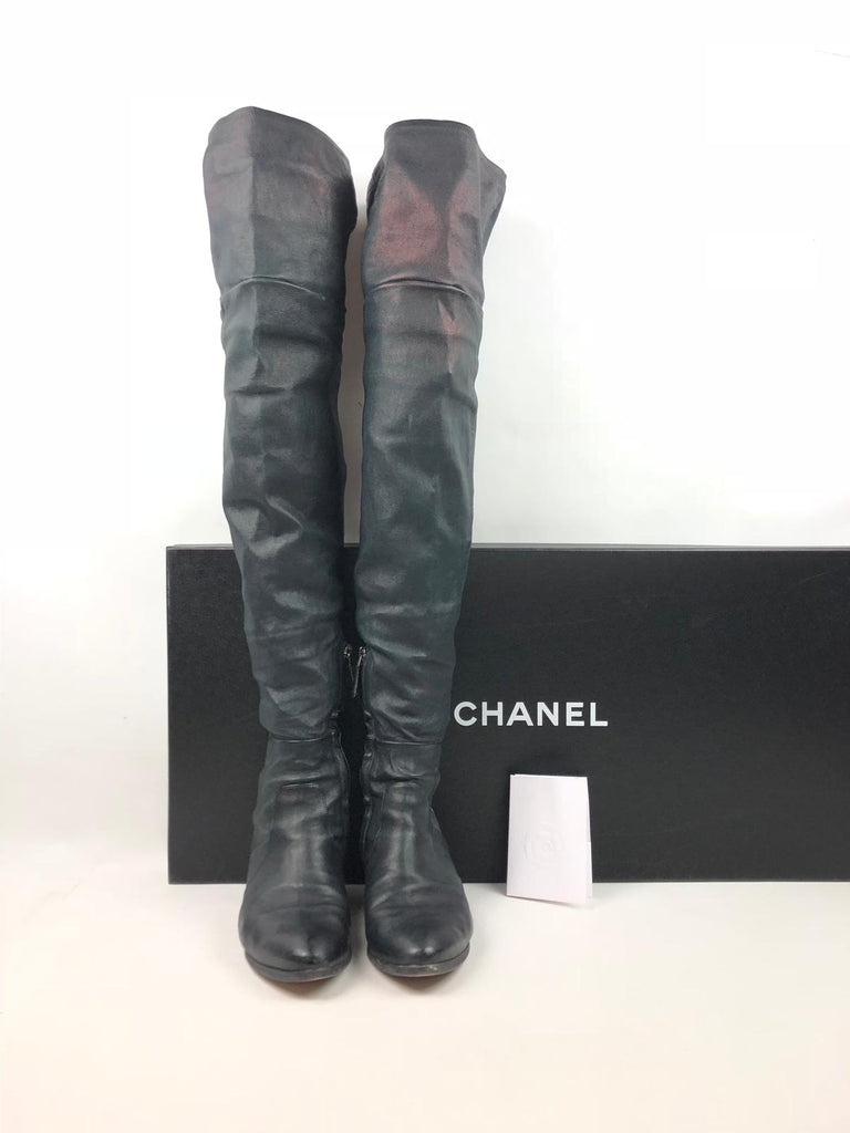 thigh high chanel boots