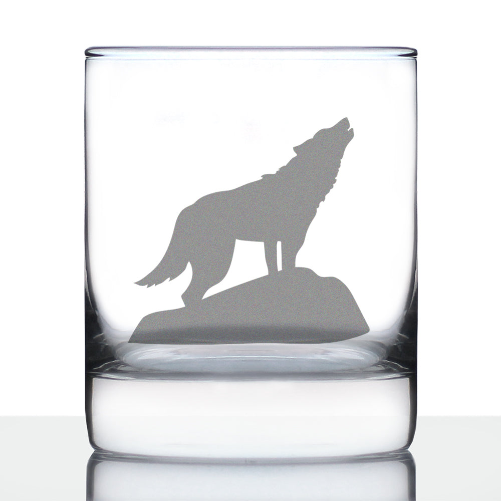 Fox Silhouette Rocks Glass - Cabin Themed Fox Gifts or Rustic Fox Deco -  bevvee
