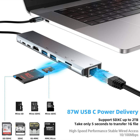 Multiport USB-C HUB to 4K HDMI USB 3.0 Aux Adapter For MacBook Pro Air