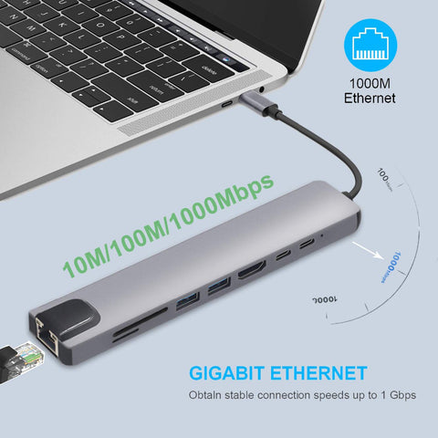 Multiport USB-C HUB to 4K HDMI USB 3.0 Aux Adapter For MacBook Pro Air