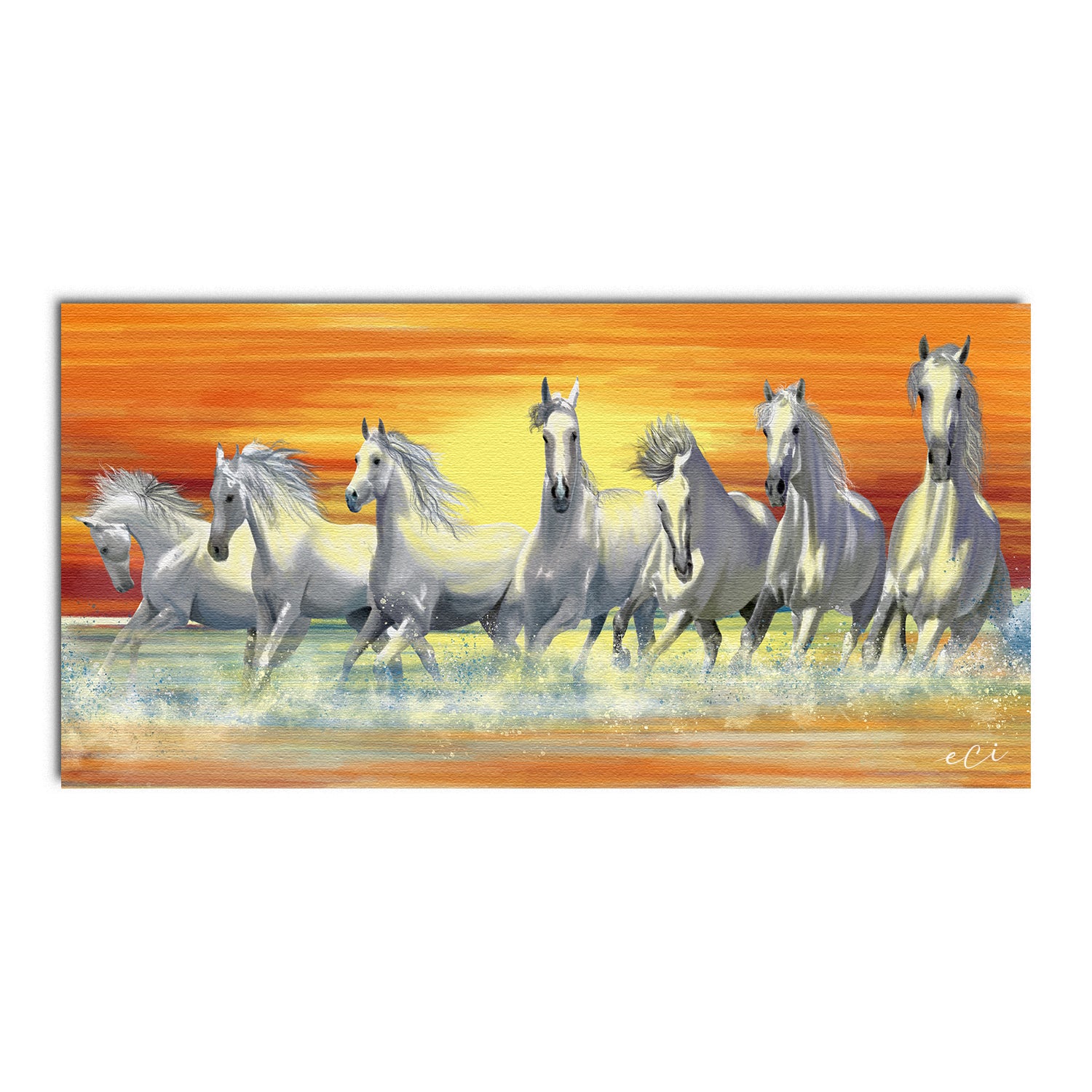 running white horses painting