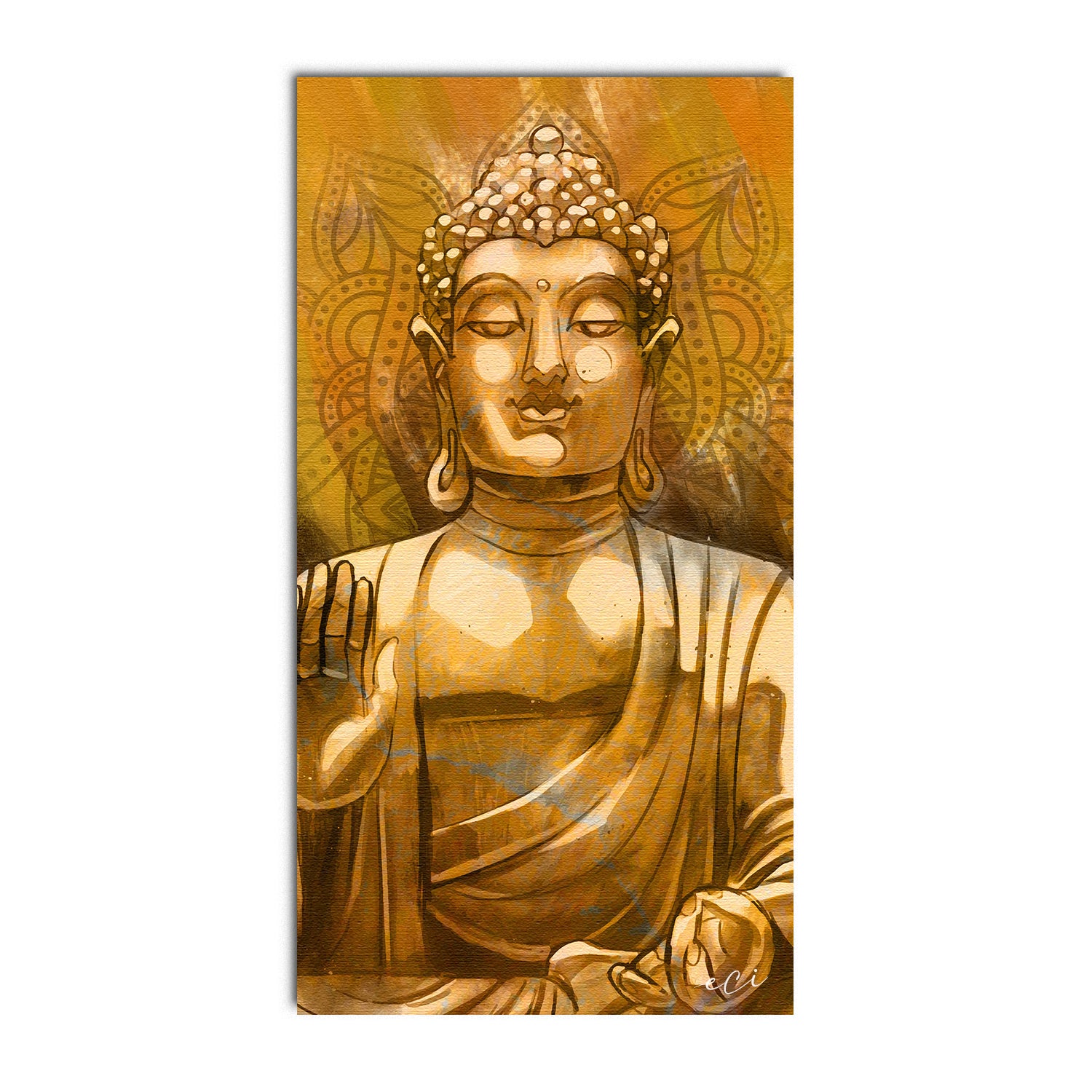 Meditating Blessing Buddha Original Design Canvas Printed Wall Painting ...