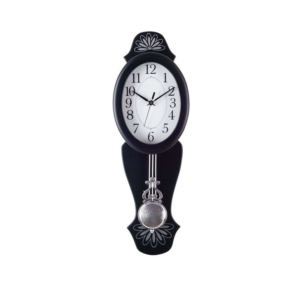 Buy Ecraftindia Decorative Analog Black Oval Pendulum Wall Clock