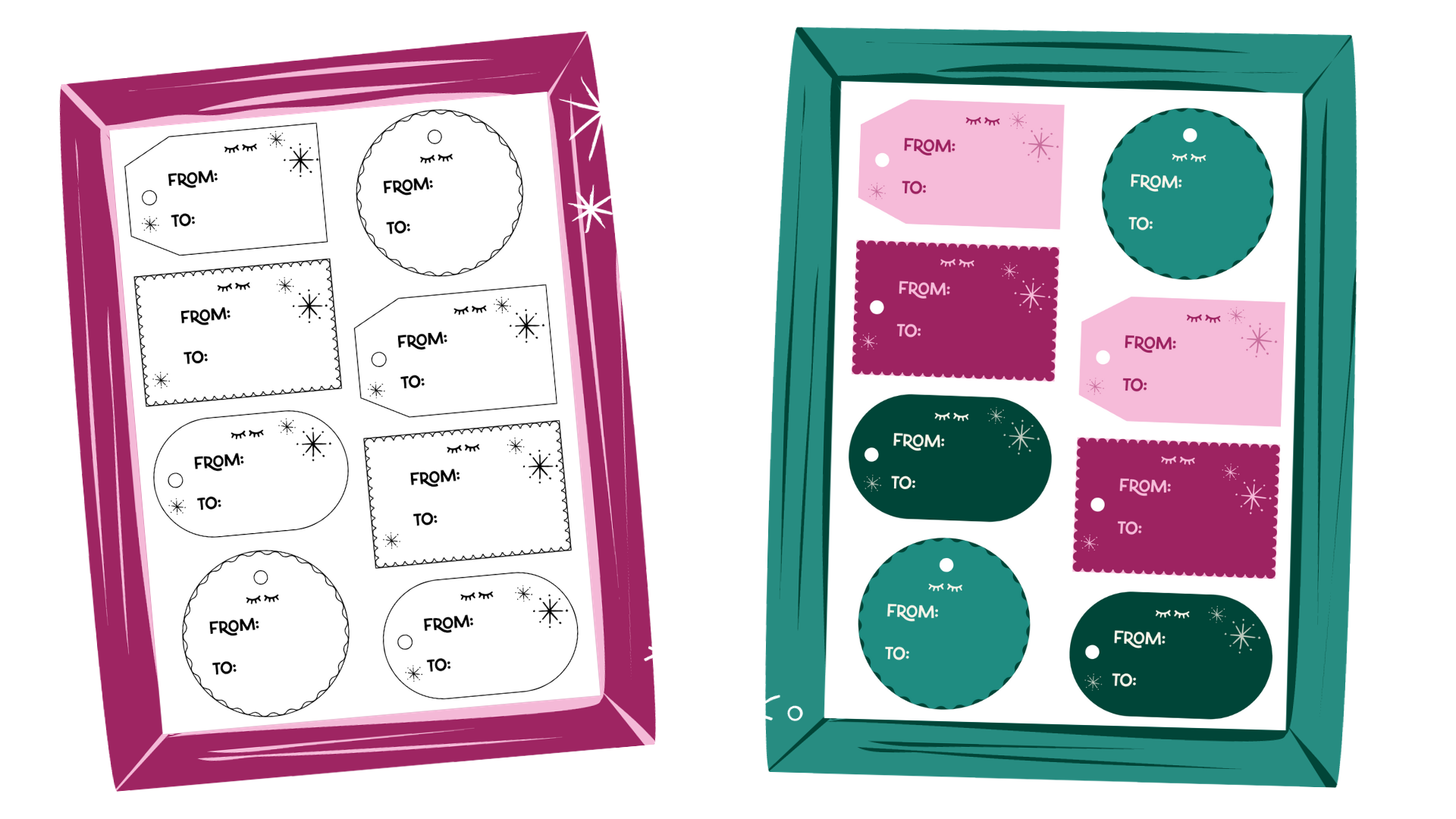 Little Sleepies | Printable Holiday Gift Tags | Coloring Page