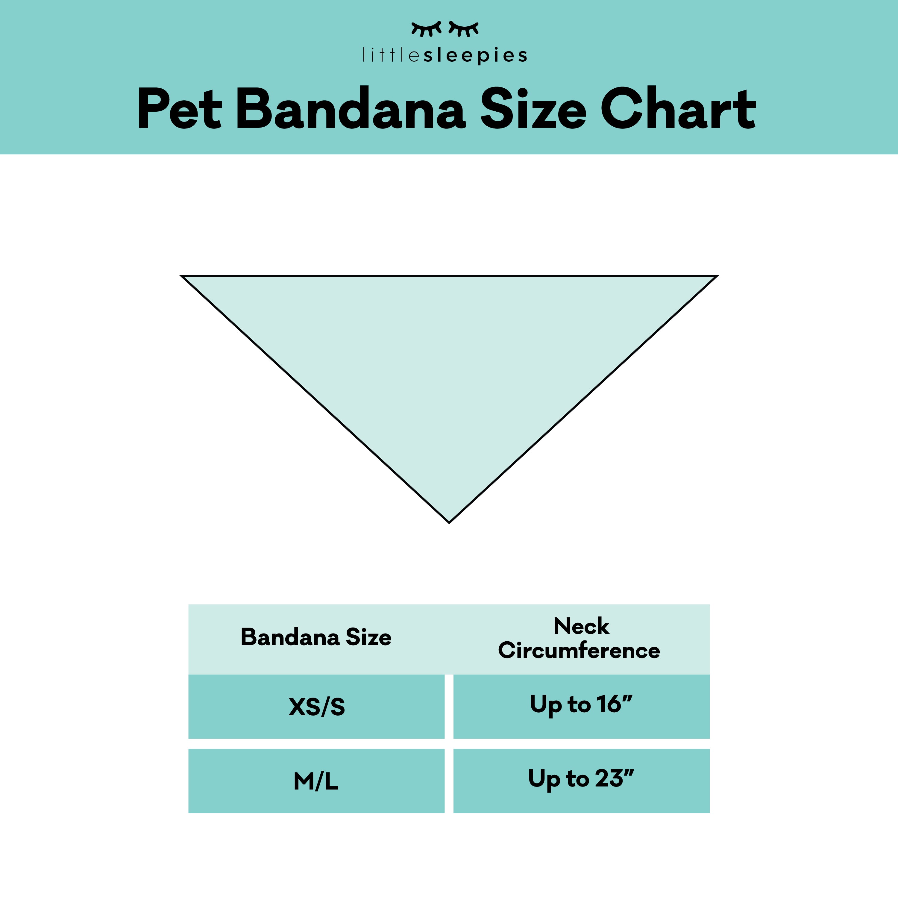 Pet Bandana Size Chart. Bandana size XS/S, neck circumference up to 16