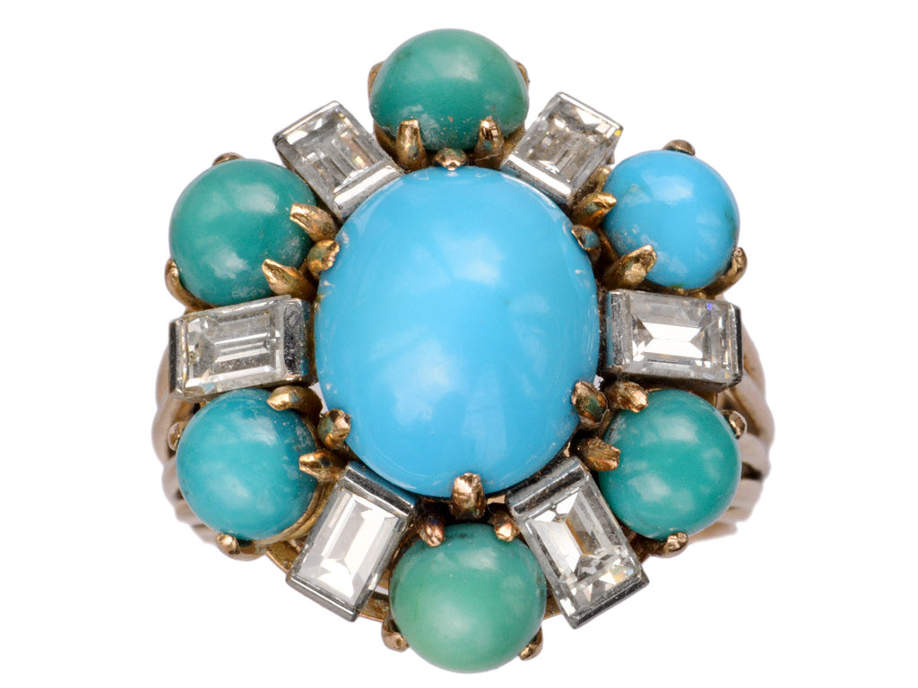 1960s Turquoise & Diamond Cocktail Ring – Erie Basin
