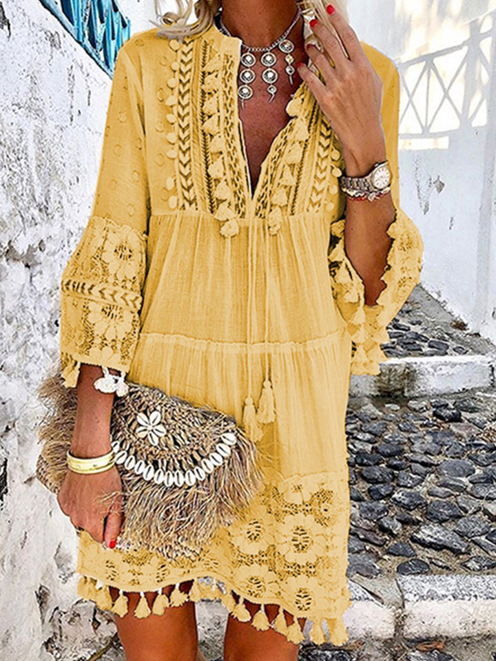 yellow boho dress