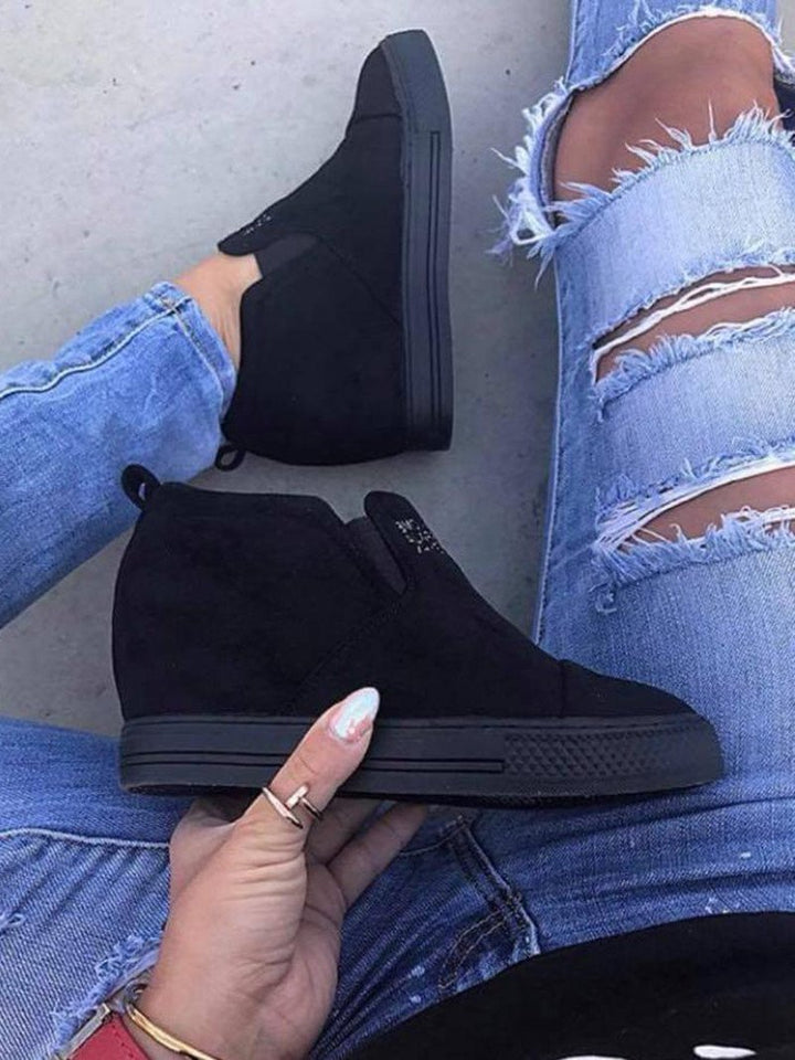 slip on wedge sneakers faux suede