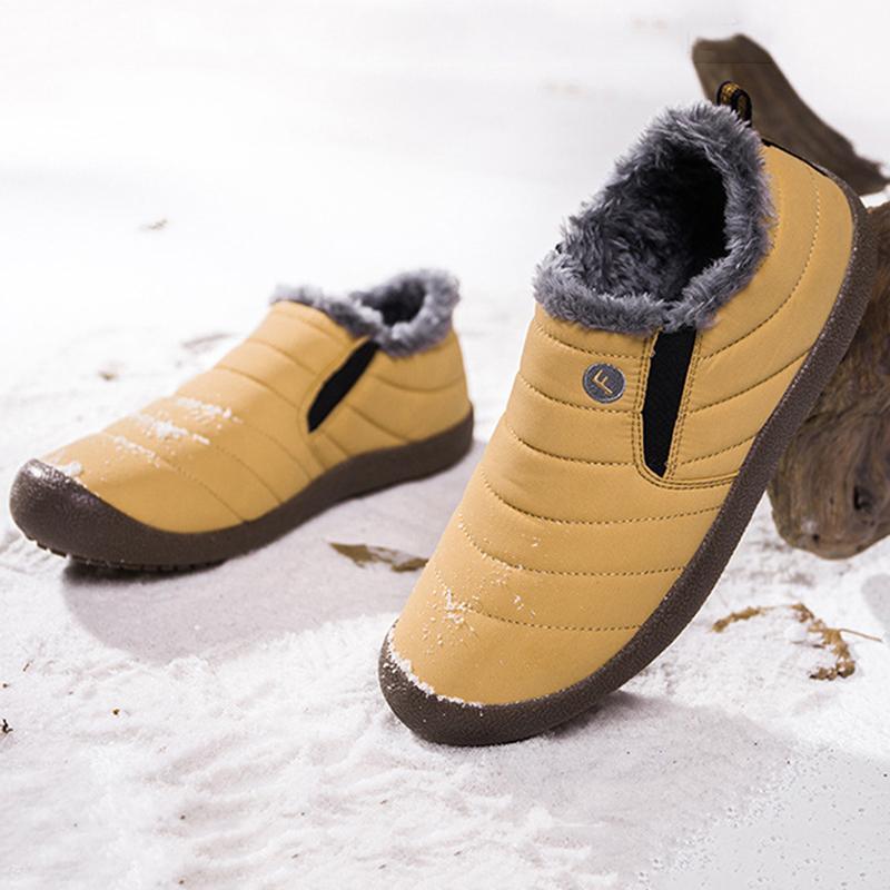 waterproof fur lining slip on snow boots