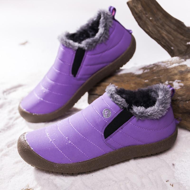 large size unisex waterproof fur lining slip on snow boots