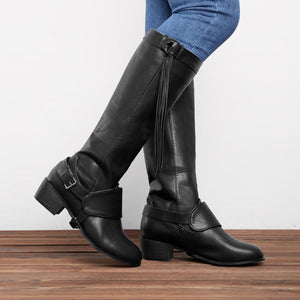 tassel knot knee high boots