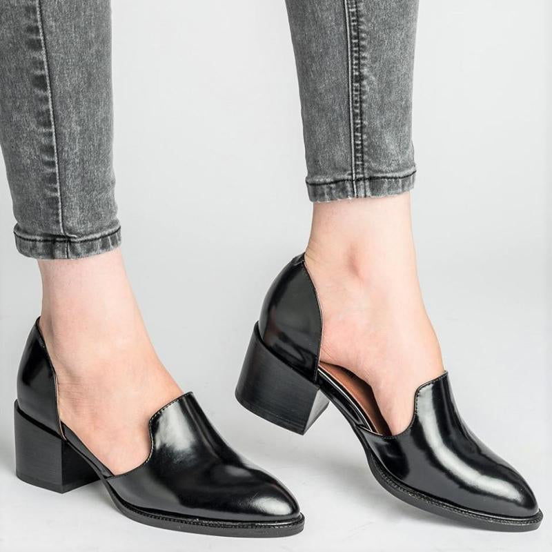 chunky heel slip on shoes