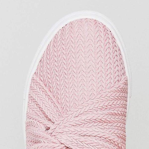 women knitted twist slip on sneakers