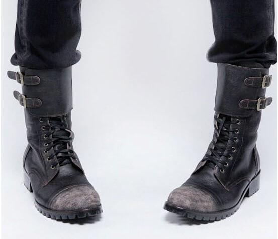 mens black biker boots