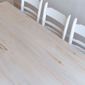 Table top finish close-up of topsail white-wash