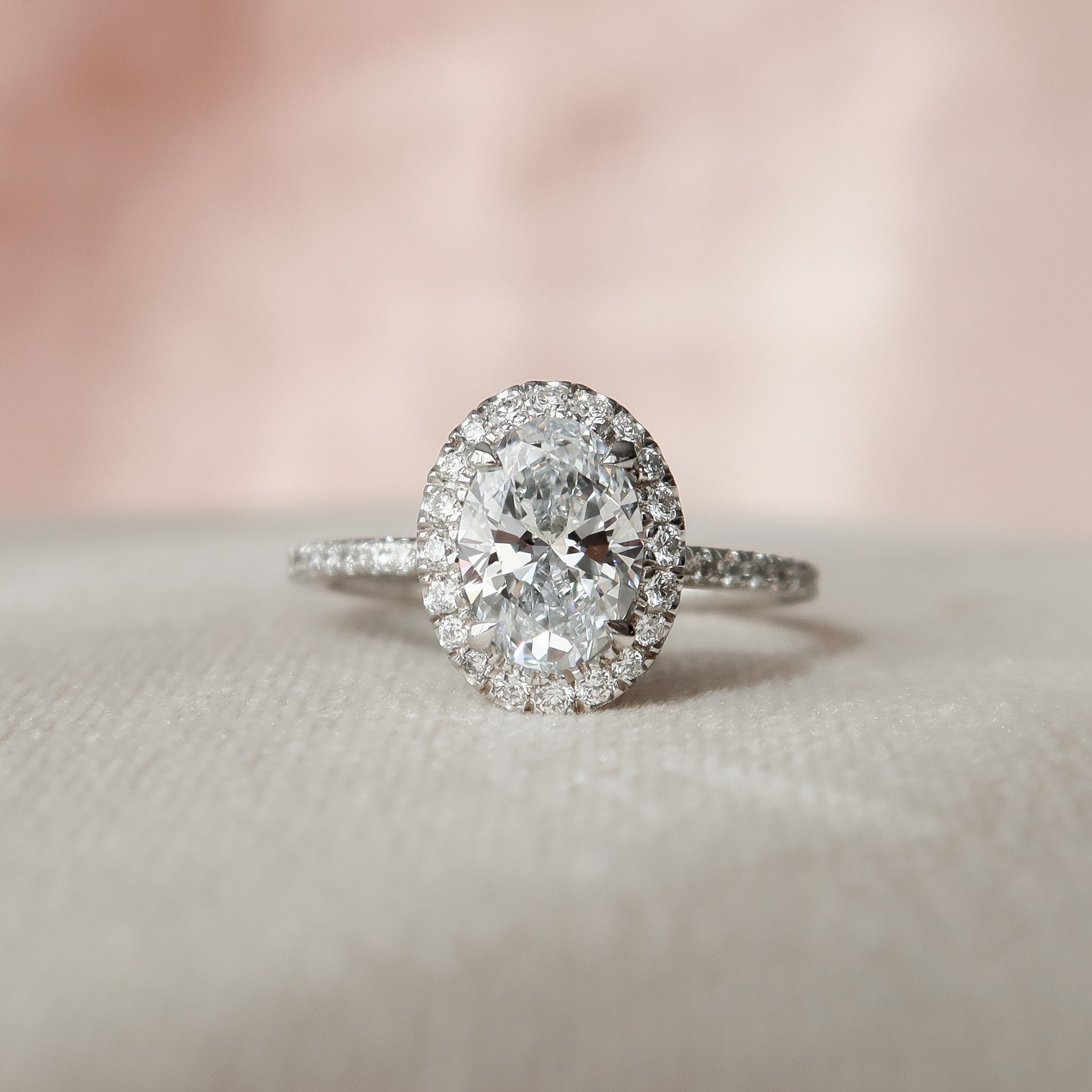 Lyra | 18ct Rose Gold halo style engagement ring | Taylor & Hart