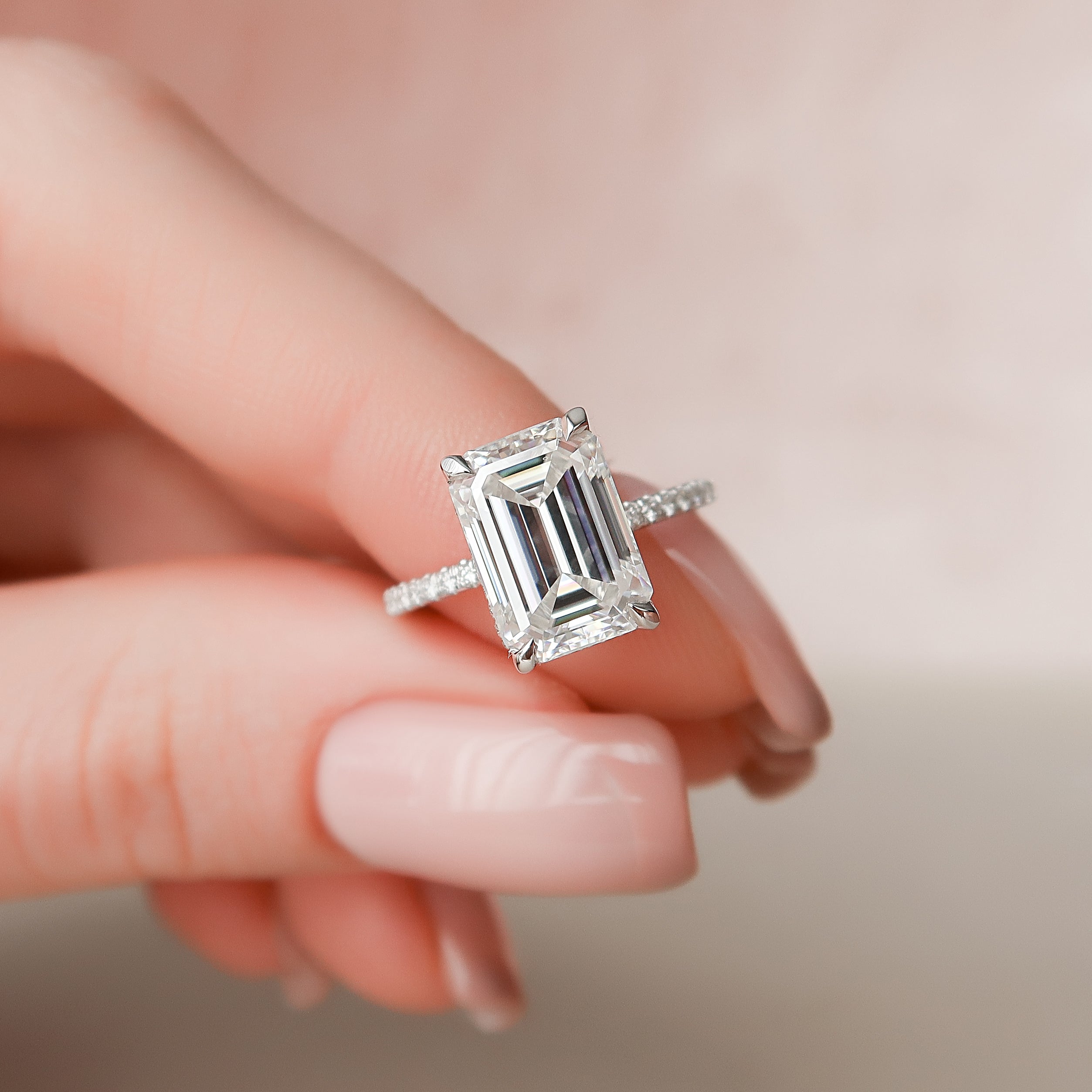 4 Carat Emerald Cut Diamond Engagement Ring 4.33ct N/VVS1 GIA