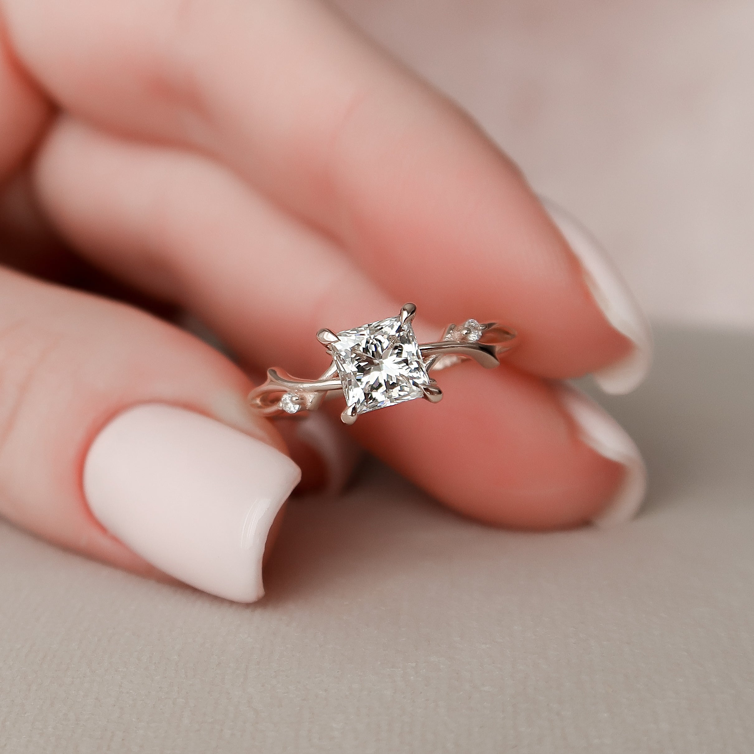 Princess Cut Diamond Engagement Ring in 18K Gold – GEMNOMADS