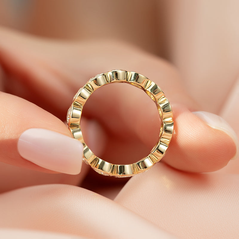 3.5ct Round Bezel Eternity - Eternity Ring Made in Yellow Gold