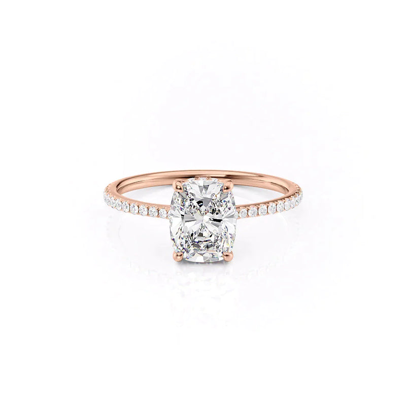 Elongated Cushion Rose Gold 14K The Pave Maia, Elongated Cushion Rose Gold 18K The Pave Maia