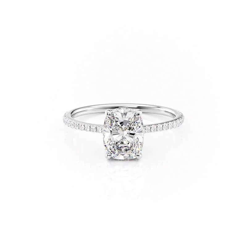 Elongated Cushion White Gold 14K The Pave Maia, Elongated Cushion White Gold 18K The Pave Maia