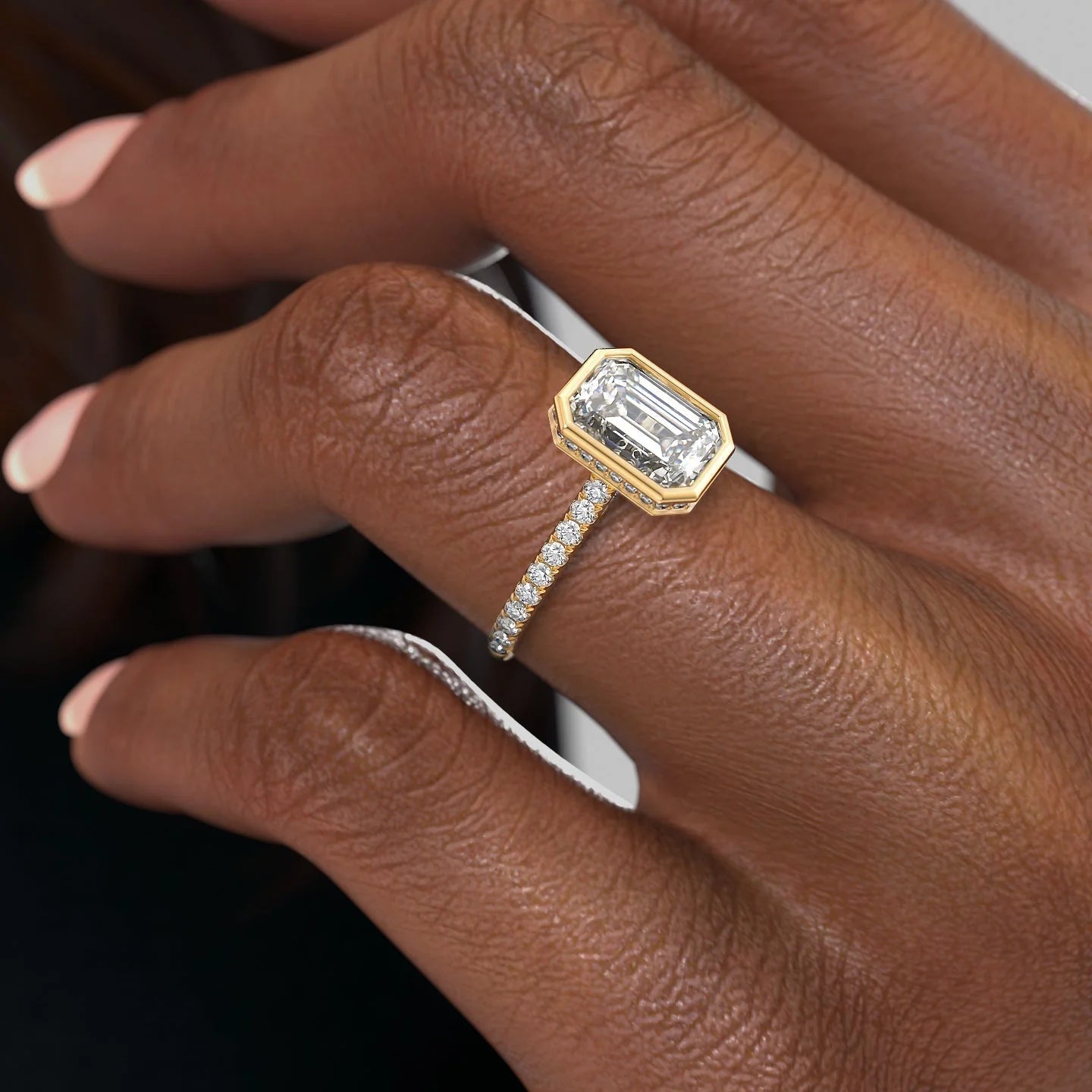 Emerald pave engagement ring best sale