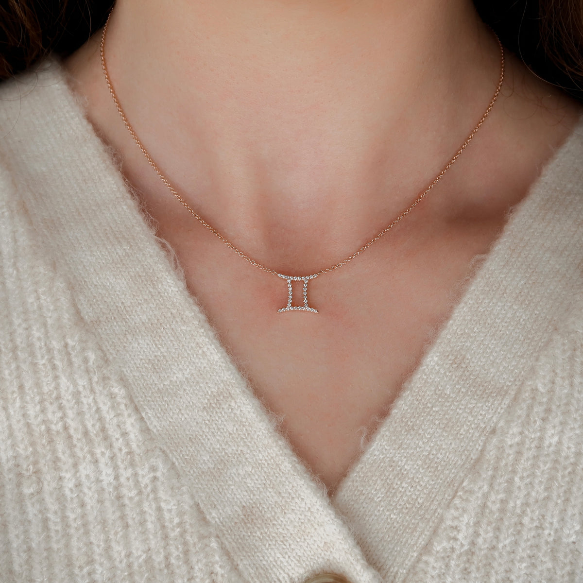 Diamond Zodiac Pendant - Fashion Pendant Made in Rose Gold