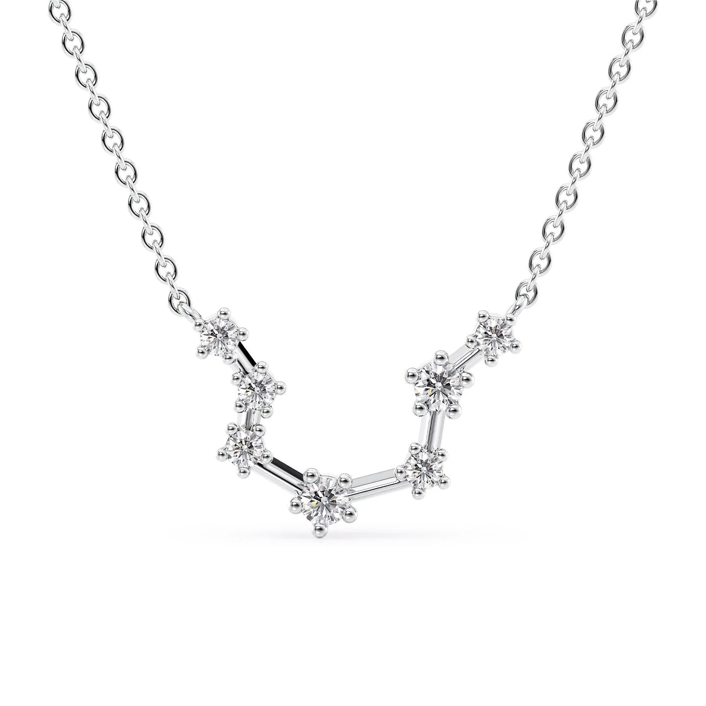 14k White Gold Aquarius Zodiac Constellation Pendant