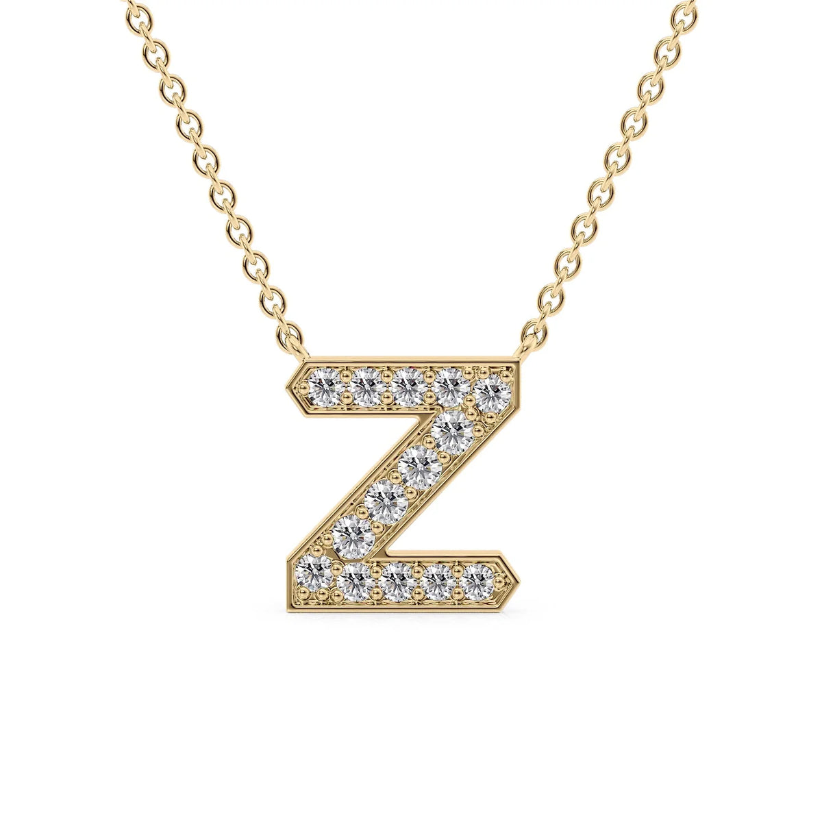 14k Yellow Gold Z Initial Diamond Pendant