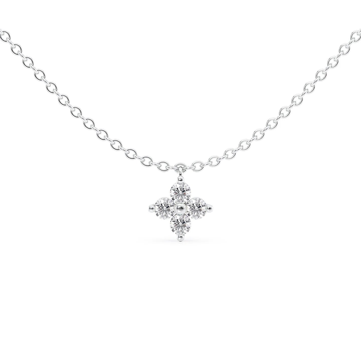 14k White Gold One Piece Clover Diamonds Pendant