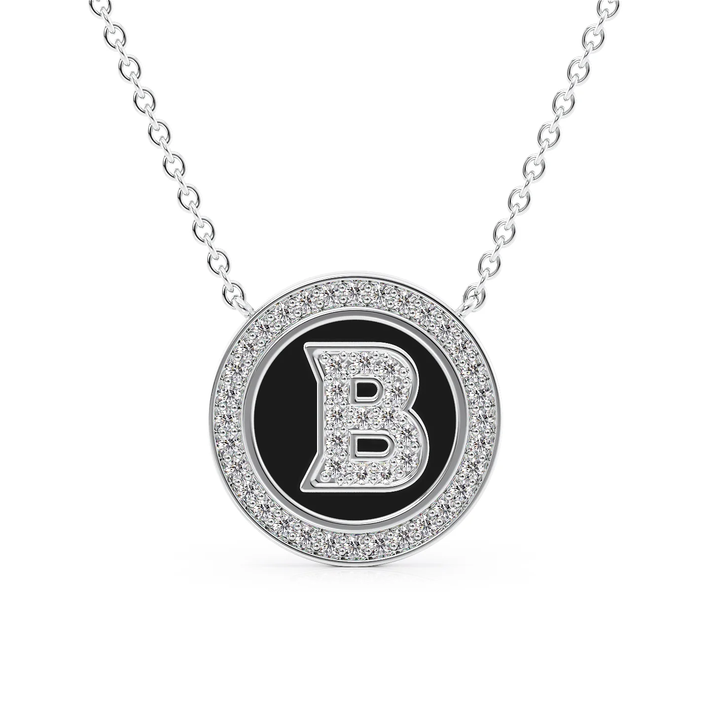 Shop Letter B Diamond Necklace in 14K White Gold at I.D Jewelry