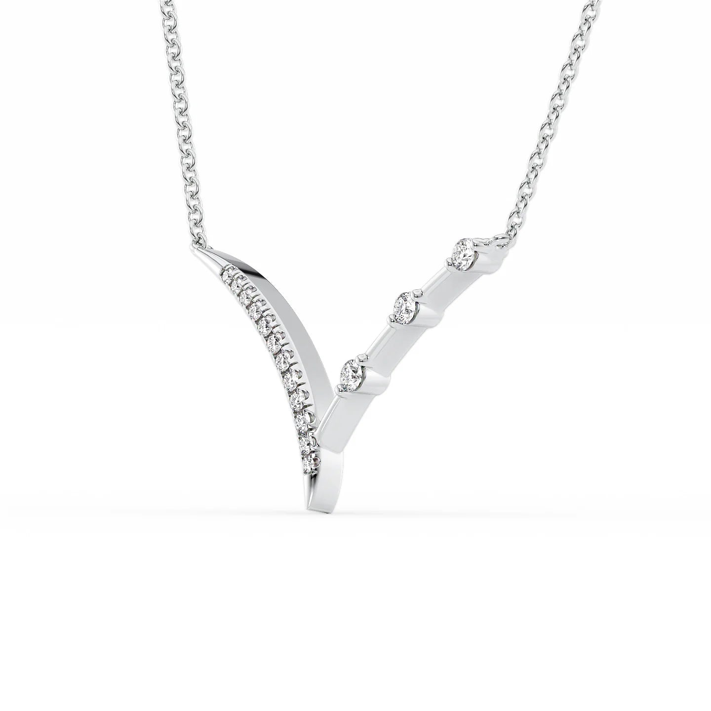 14k White Gold Distance Half Chevron Pendant