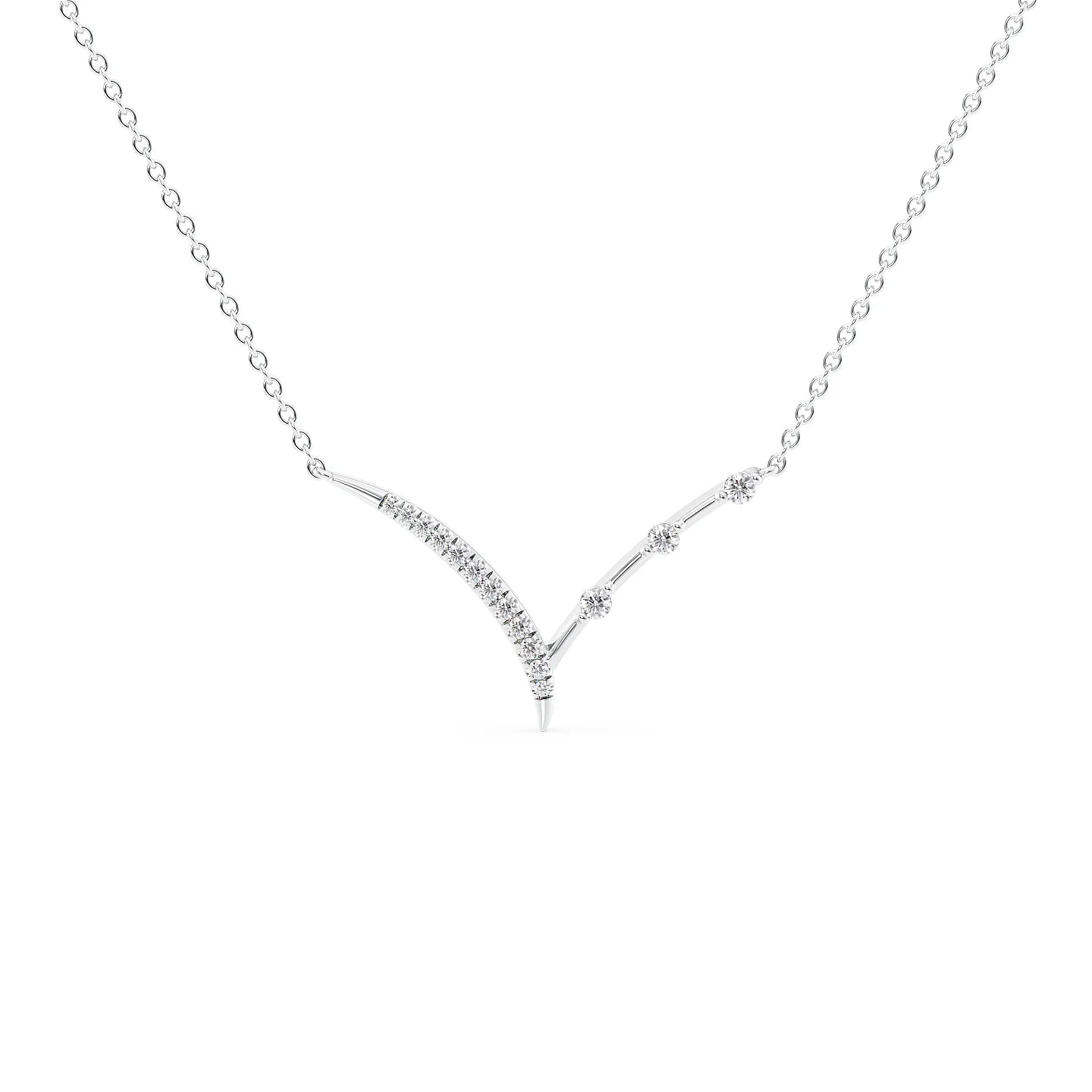 14k White Gold Distance Half Chevron Pendant