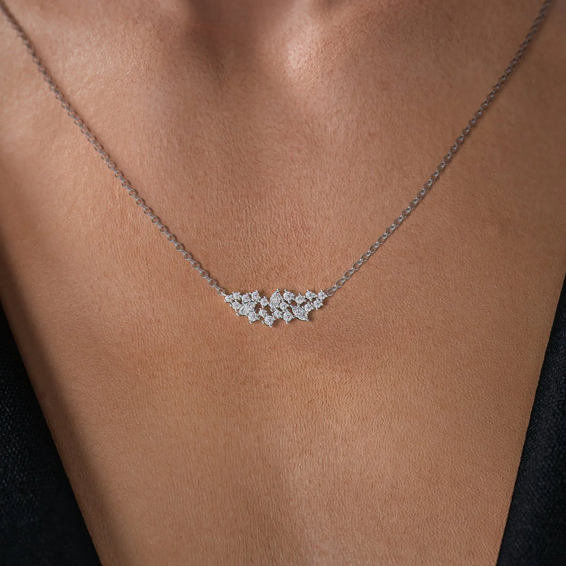 14k White Gold Cluster Pendant