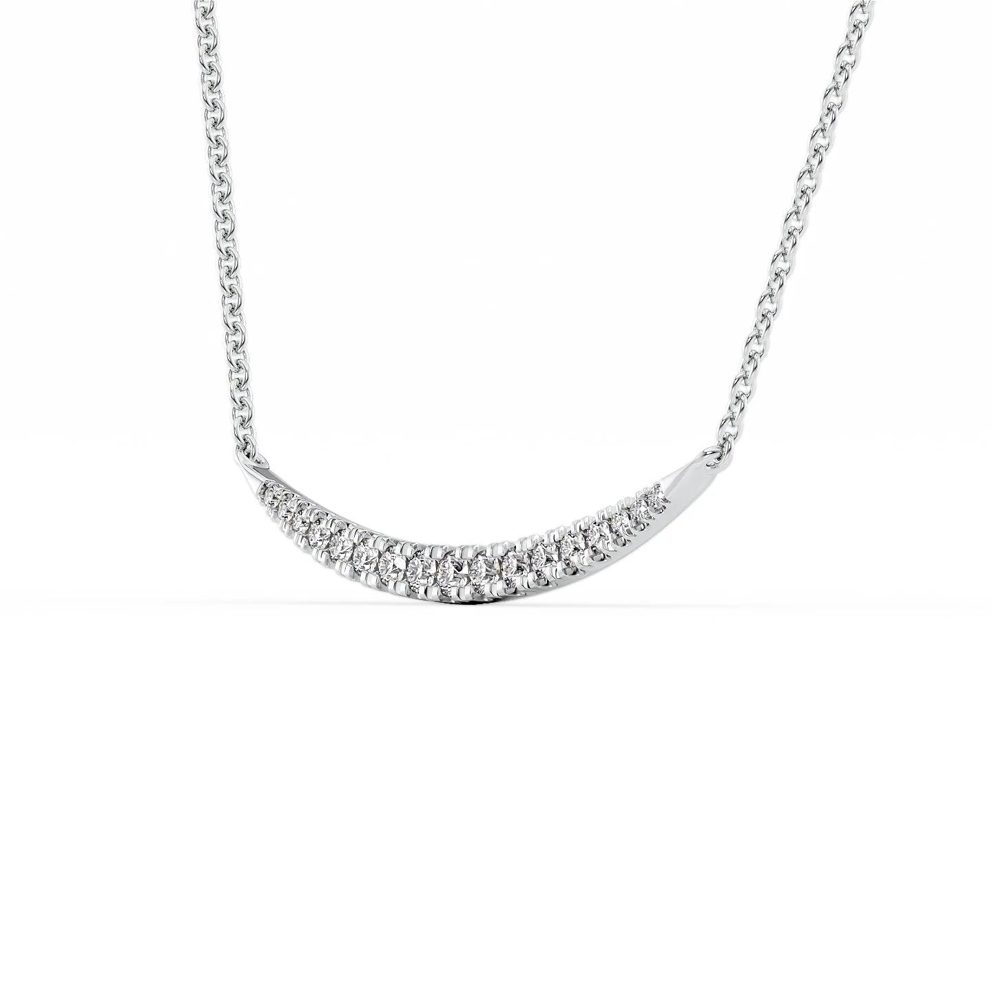 14k White Gold Pave Curved Pendant