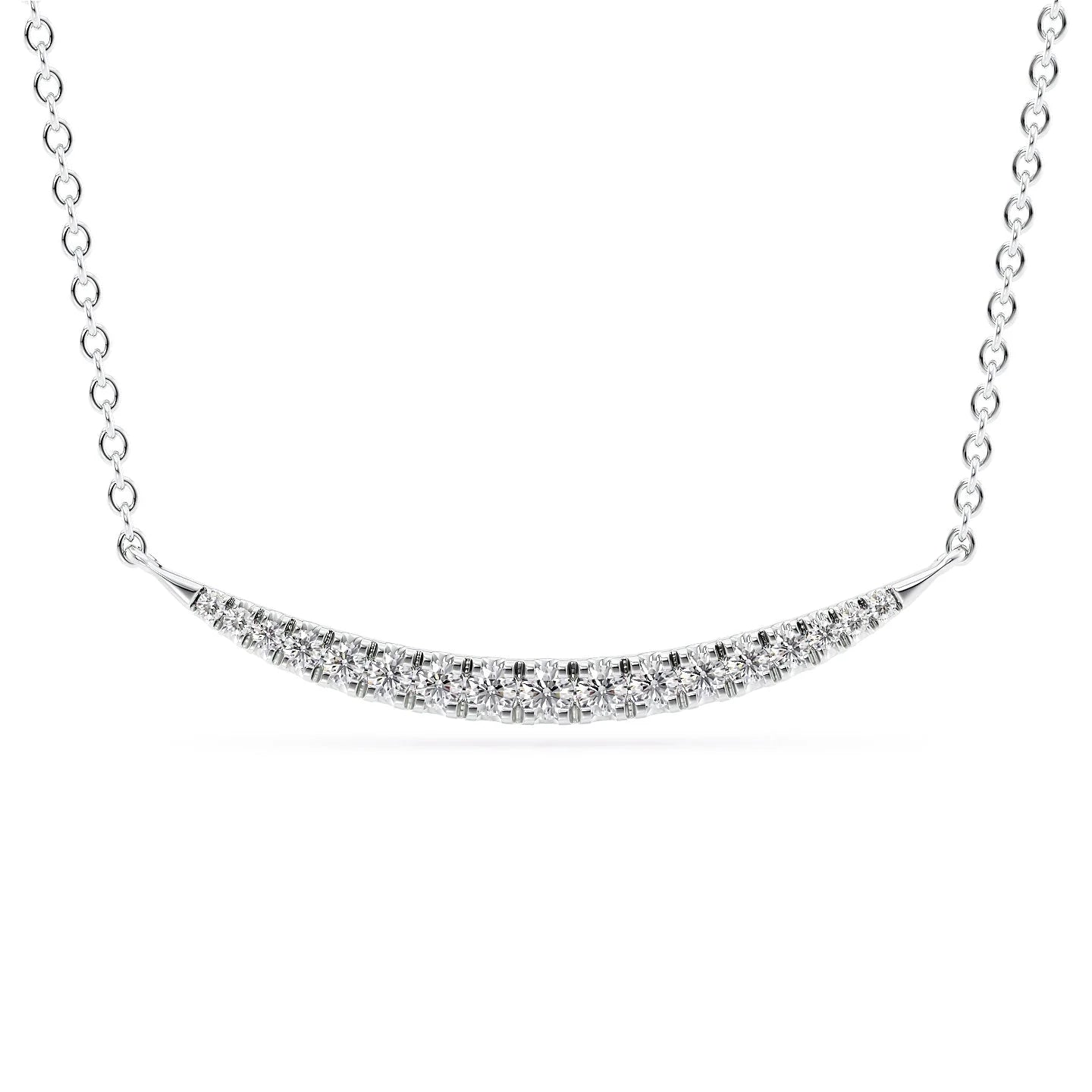 14k White Gold Pave Curved Pendant