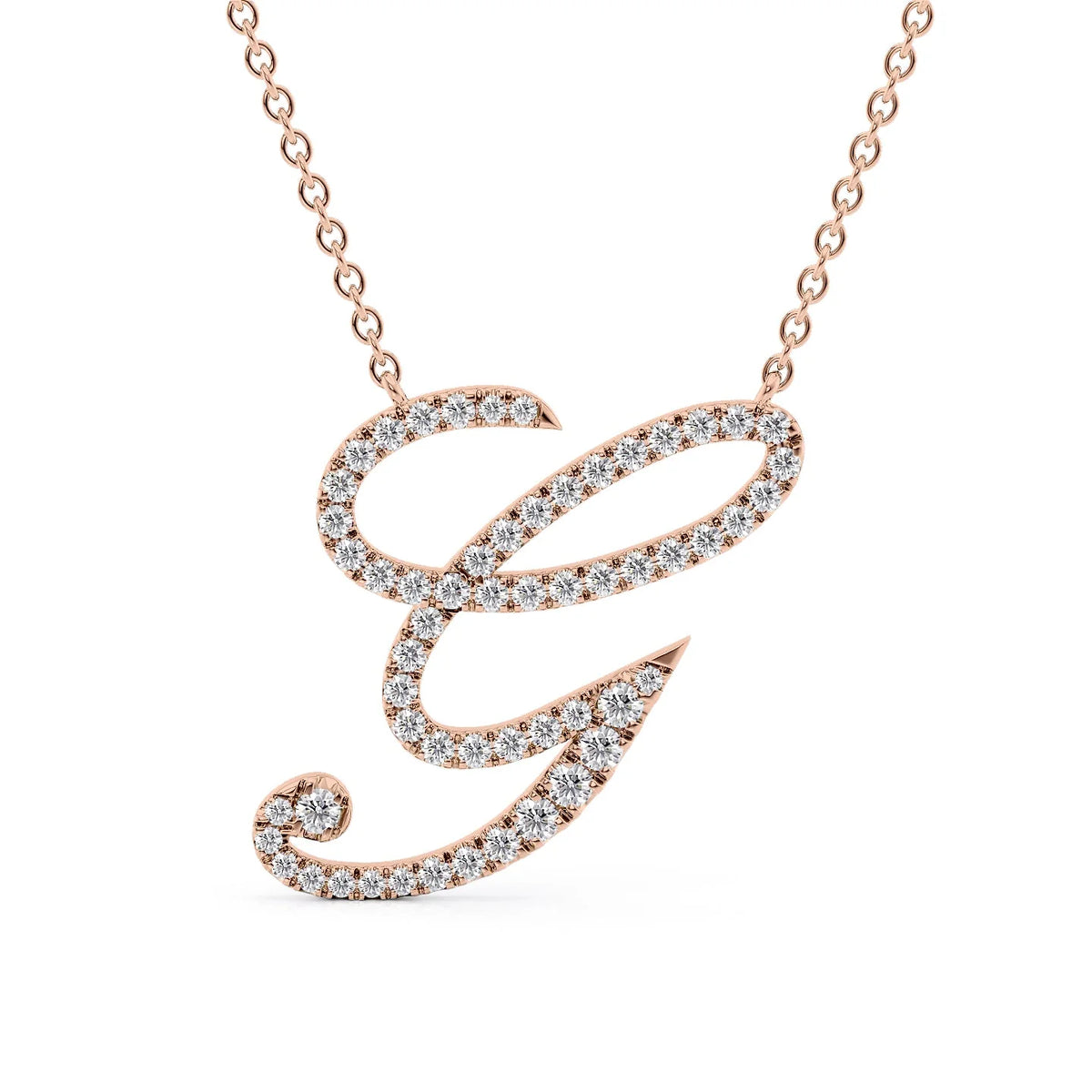 14K Rose Gold G Pave Initial Pendent