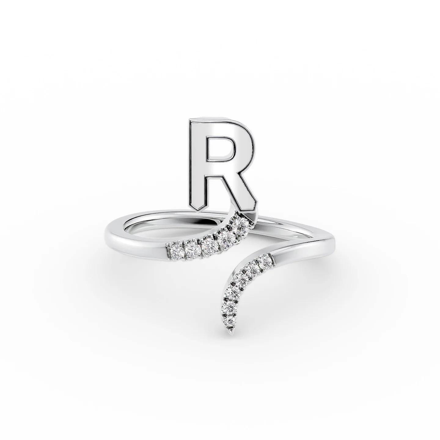The R Alphabet Diamond Ring | PC Jeweller