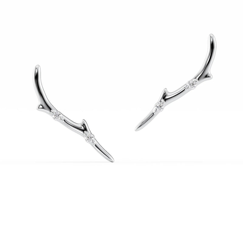 14K White Gold Twig Climbers