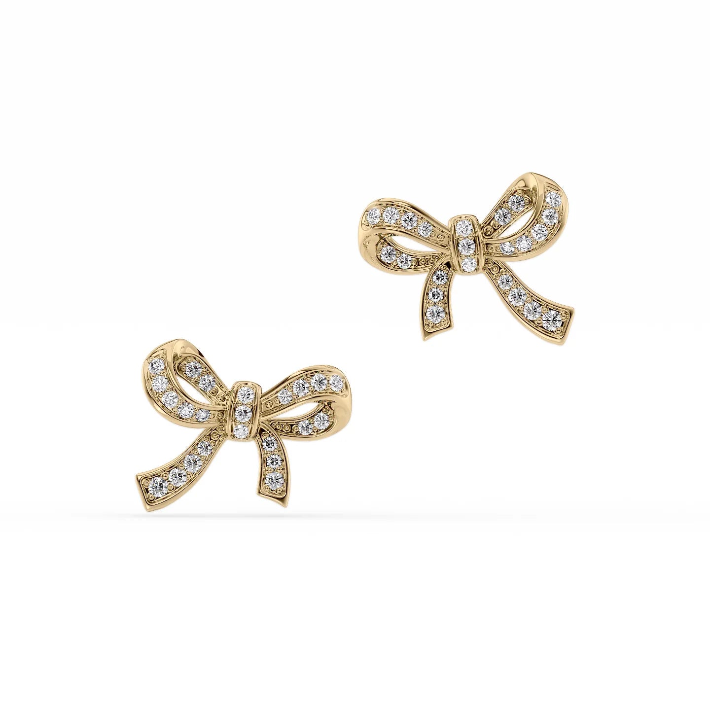 14k Yellow Gold Ribbon Bow Studs