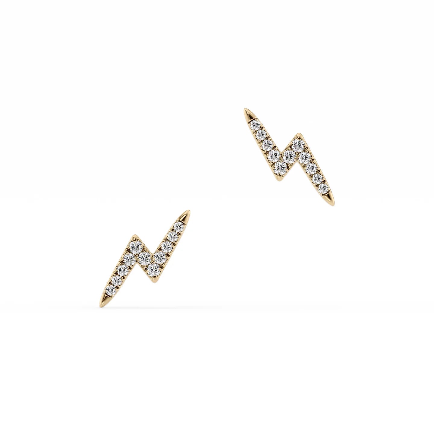 14k Yellow Gold Lightning Bolt Studs